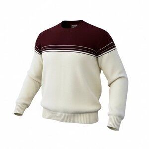 Vintage Winter Harbor Knit Sweater Mens XL Burgundy Cream USA Made 80s 90s